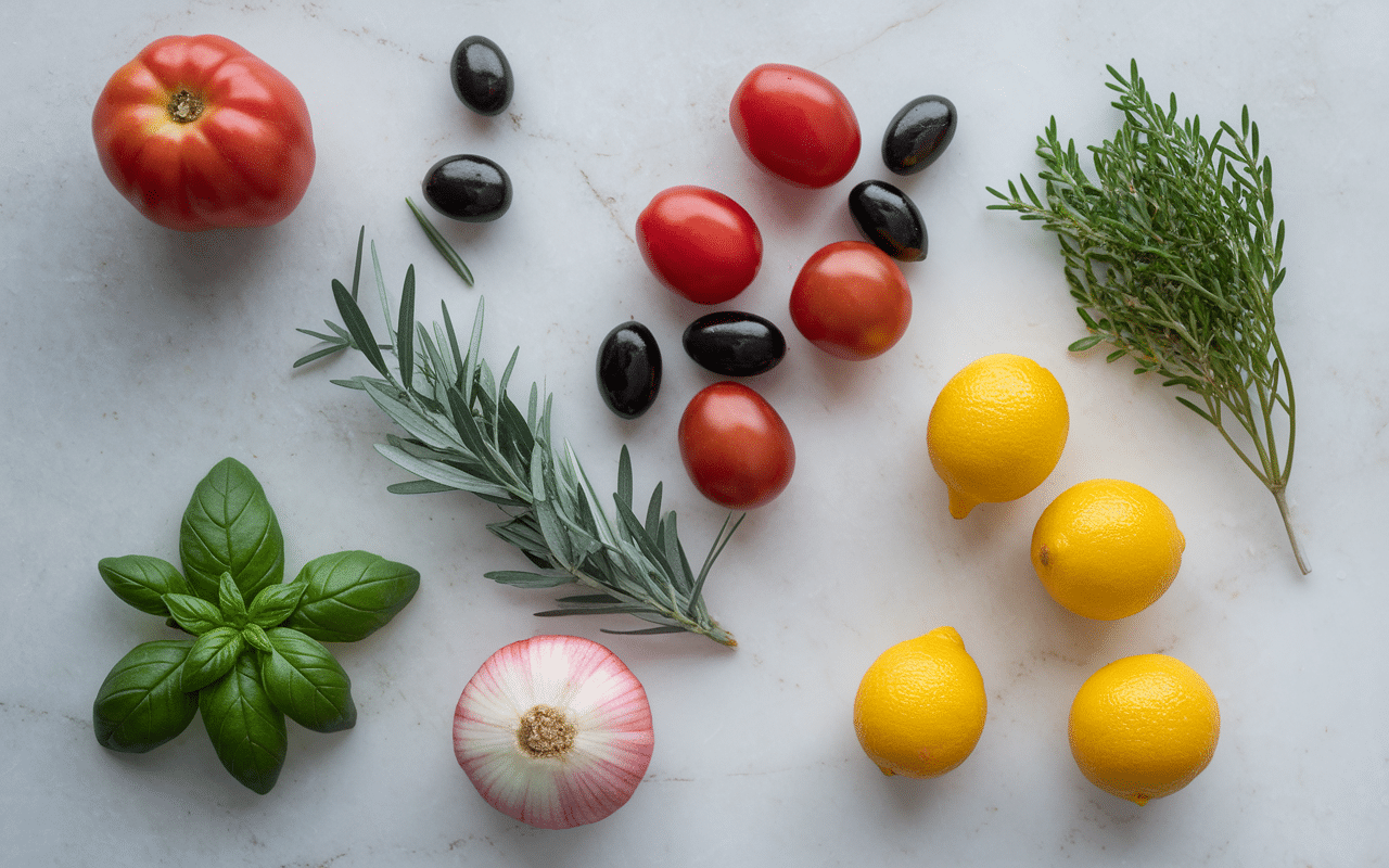 ingrédients frais salade de poulpe à la sicilienne