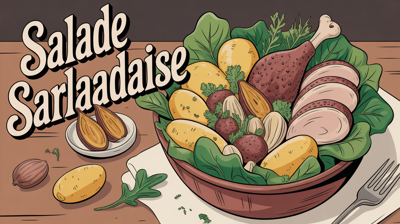Illustration salade sarladaise dans bol terre cuite