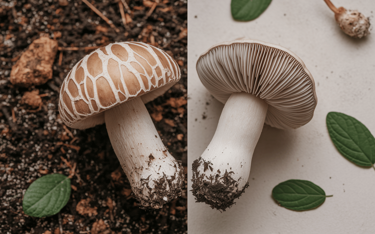 comparaison truffes toxique champignon coupe