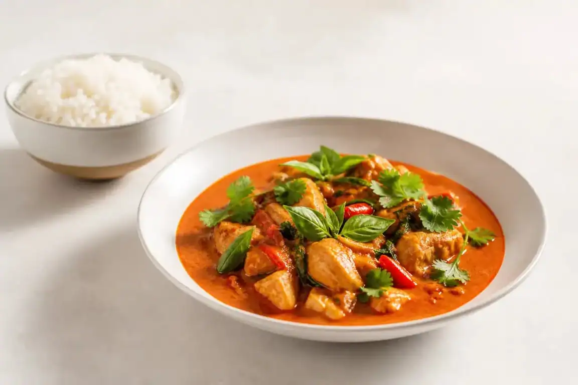 Recette de curry rouge de poulet au lait de coco avec pâte de curry
