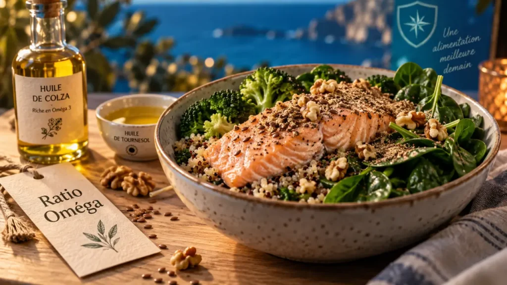 Omega 3 et 6 : ratio santé, bowl aux graines et huiles